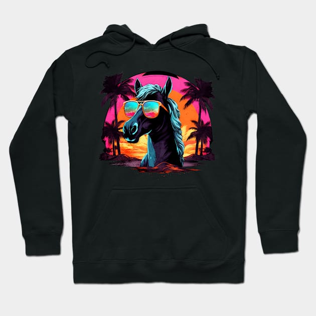 Retro Wave Canadian Horse Hoodie by Miami Neon Designs